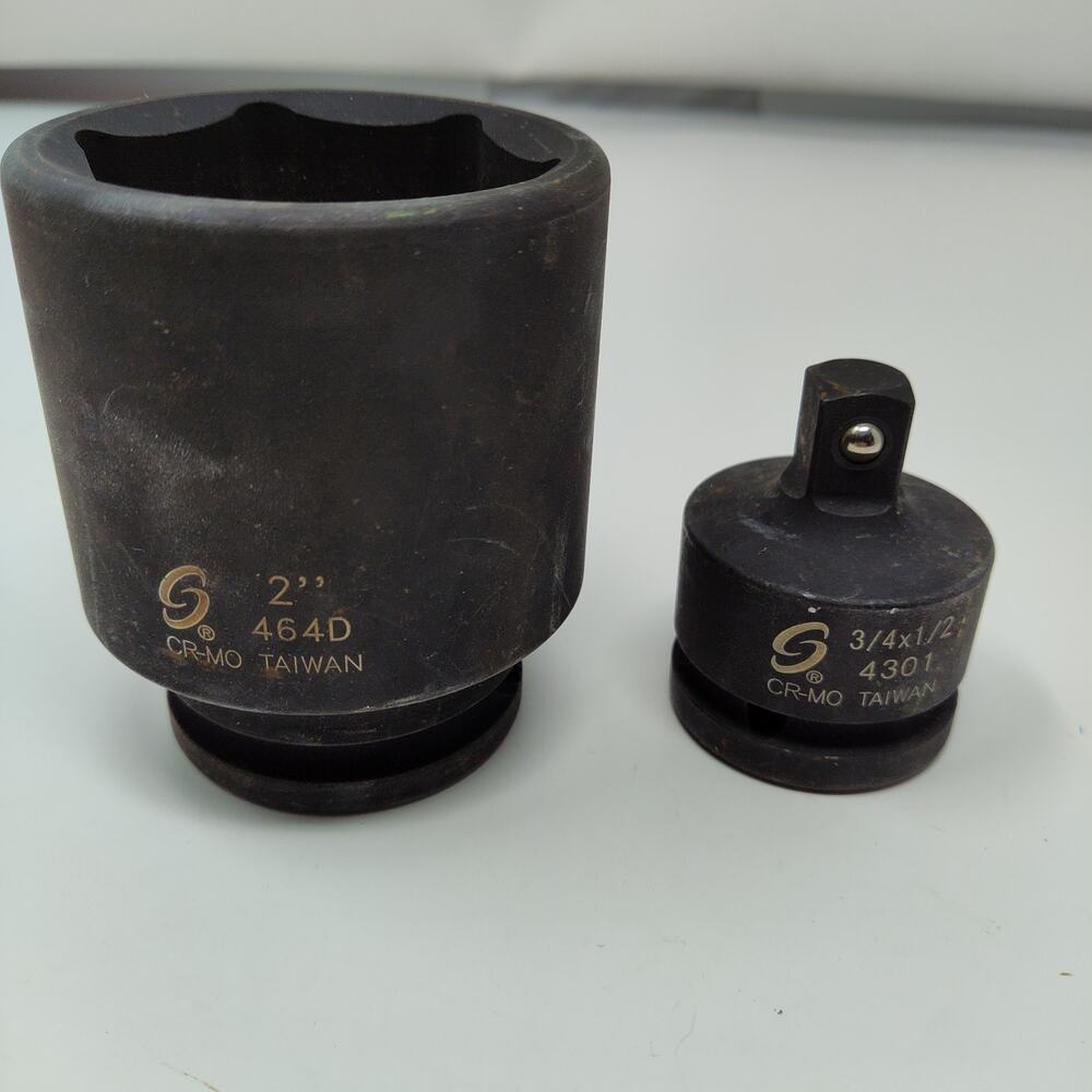 2X SUNEX Tools 3/4" Drive Impact Socket 464D CR-MO 2" Socket & Reducer Adapter